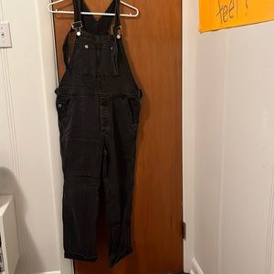 Black denim overalls. Womens size 27